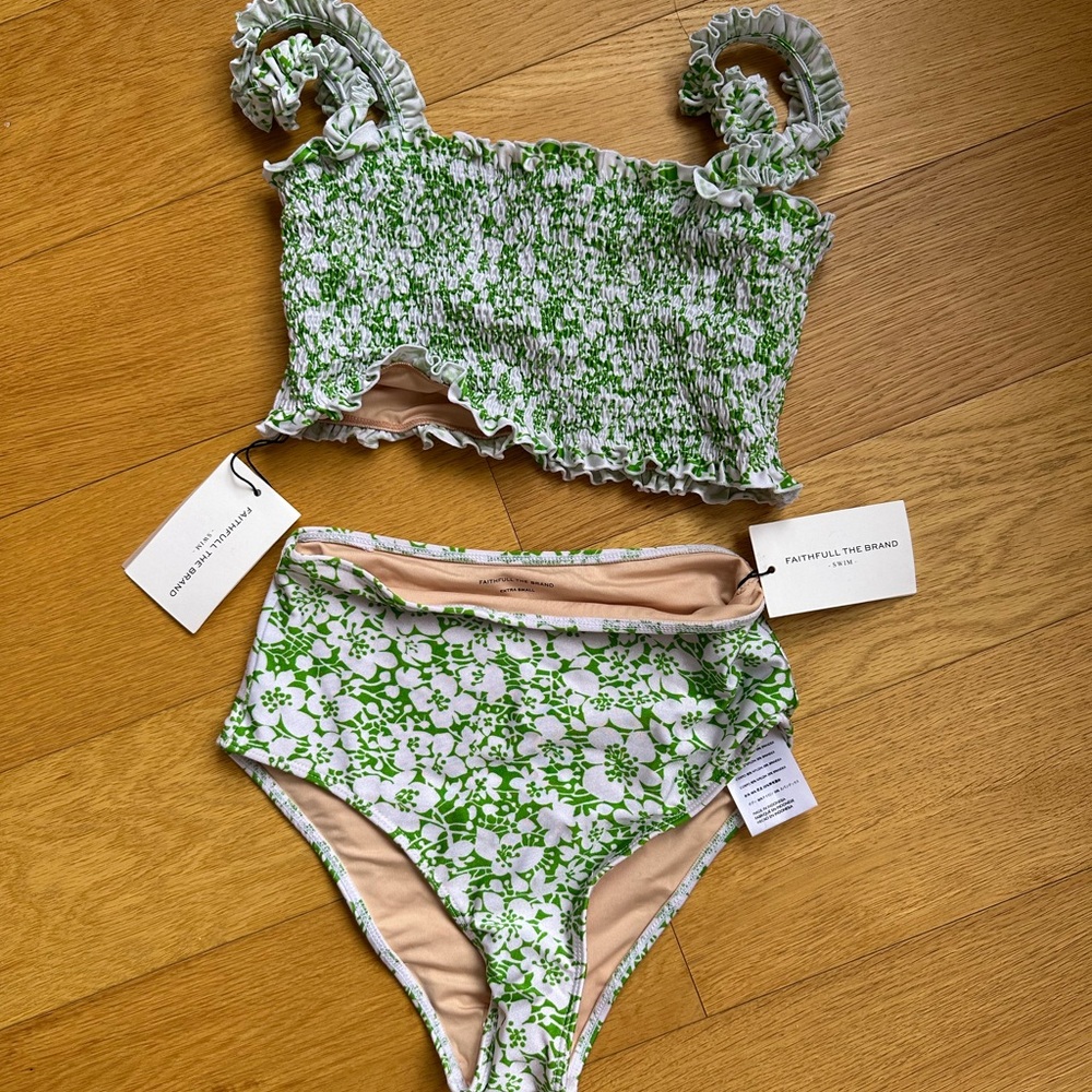 Brand New Faithfull The Brand Green Floral Bikini Set